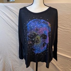 LF Bejeweled Rainbow Skull 💀 Long Sleeve T-Shirt Women’s Size M/L